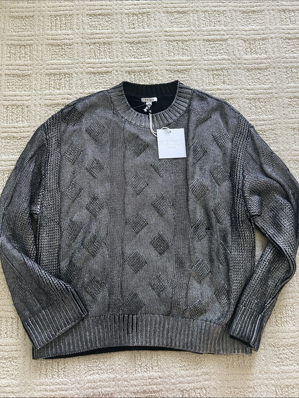 pistola Metallic Gray Crewneck Sweater
